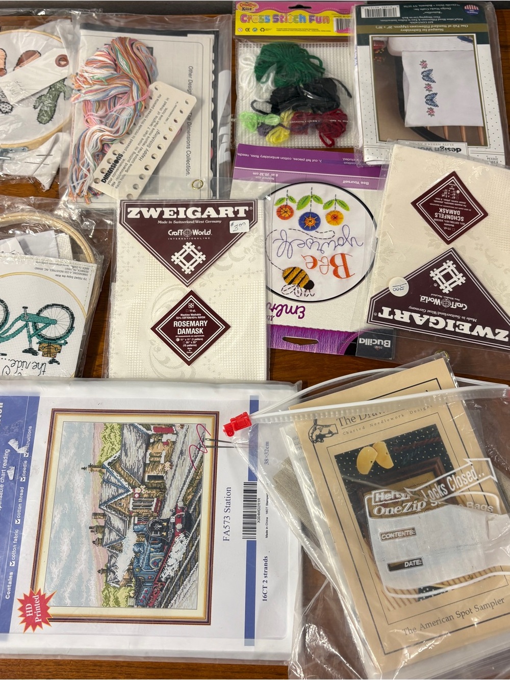 Mixed Lot Cross Stitch Embroidery Starter Kit Dimensions Zweigart
